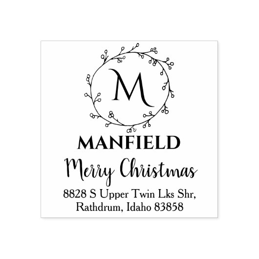 Eigen gezinsmonogram, vrolijk kerstfeest rubberstempel (Afrduk)