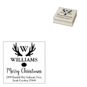 Eigen gezinsmonogram, vrolijk kerstfeest rubberstempel (Gestempeld)