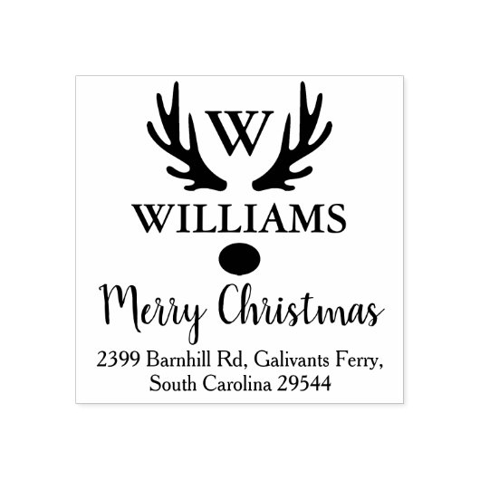 Eigen gezinsmonogram, vrolijk kerstfeest rubberstempel (Afrduk)