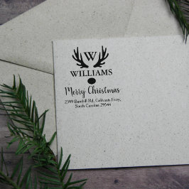 Eigen gezinsmonogram, vrolijk kerstfeest rubberstempel