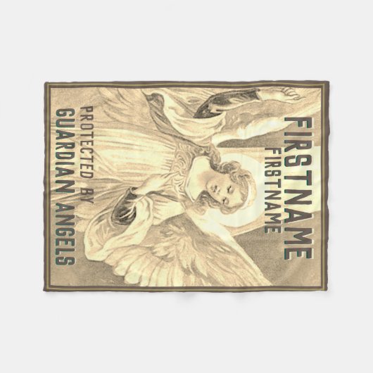 Eigen Gold Add Name Guardian Angel Blanket Fleece Deken (Voorkant (Horizontaal))