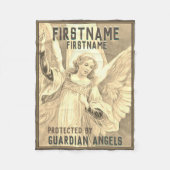Eigen Gold Add Name Guardian Angel Blanket Fleece Deken (Voorkant)