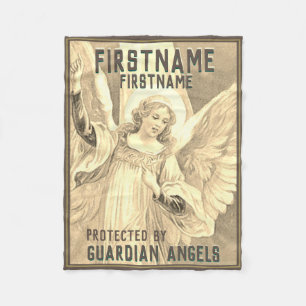 Eigen Gold Add Name Guardian Angel Blanket Fleece Deken