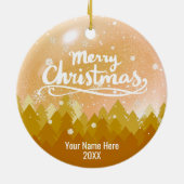 Eigen Gold Crystal Snow & Forest Merry-kerst Keramisch Ornament (Achterkant)