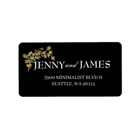 Eigen Gold Faux Folie Luxe Botanisch adres Etiket (Voorkant)