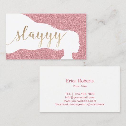 Eigen Gold Script-Roos Gold Glitter Salon Visitekaartje (Voorkant / Achterkant)