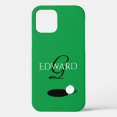 Eigen golfer naam monogram groene golfbal Case-Mate iPhone case (Achterkant)