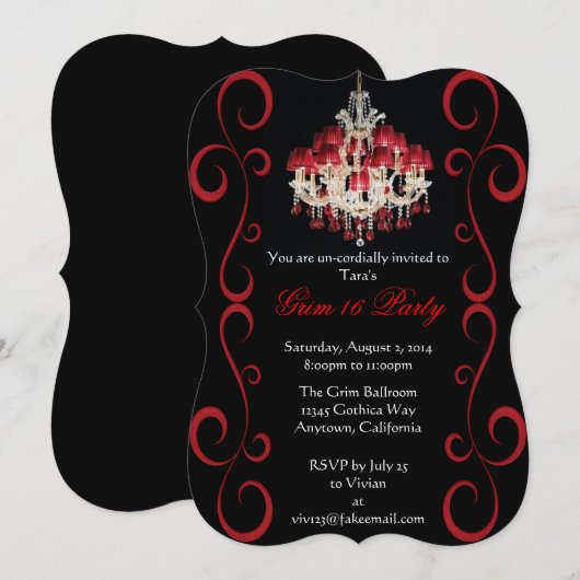 Eigen gothic Grim Zestien-partijenuitnodigingen II Kaart (Voorkant / Achterkant)