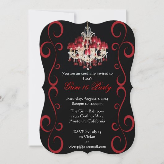 Eigen gothic Grim Zestien-partijenuitnodigingen II Kaart (Voorkant)