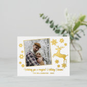 Eigen gouddeer en snowflakes Gold Folie Feestdagen Briefkaart (Staand Voorkant)
