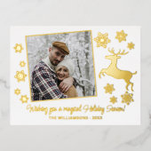 Eigen gouddeer en snowflakes Gold Folie Feestdagen Briefkaart (Voorkant)