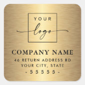 Eigen gouden kleurverloop op basis van logo retour vierkante sticker (Voorkant)