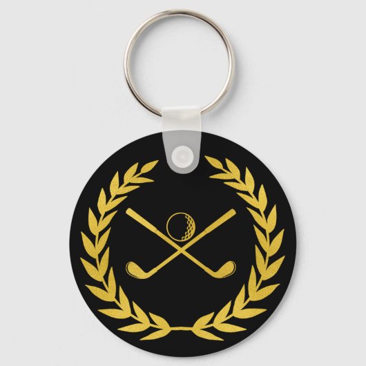 Eigen goudgolfclub Minimale Wreath Golf Sleutelhanger (Voorkant)
