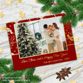 Eigen goudkleurige goudbessen verlaten spinkoppen folie feestdagen briefkaart