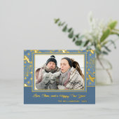 Eigen goudkleurige goudbessen verlaten spinkoppen folie feestdagen briefkaart (Staand Voorkant)