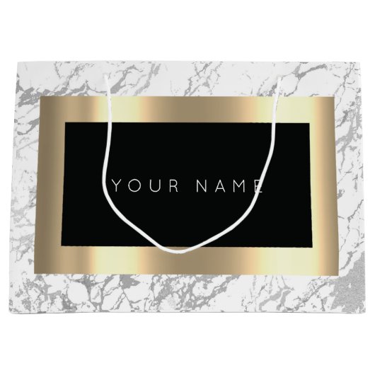 Eigen goudmetallische minimale marmer groot cadeauzakje (Voorkant)