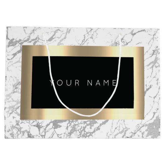 Eigen goudmetallische minimale marmer groot cadeauzakje (Achterkant)