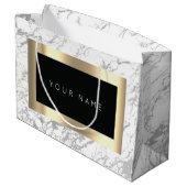 Eigen goudmetallische minimale marmer groot cadeauzakje (Achterkant Gekanteld)