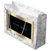 Eigen goudmetallische minimale marmer groot cadeauzakje (Voorkant Gekanteld)