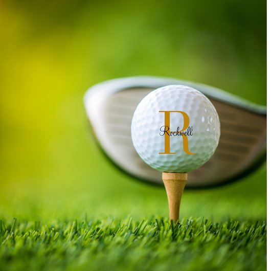 Eigen goudmonogram Naam Initiaal Golfbal Golfballen
