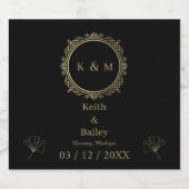 Eigen goudnaam Monogram zwart waslabel Sparkling Wijnetiket (Enkel label)