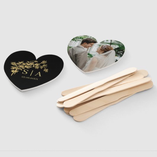 Eigen goudolie Luxe Botanische monogram Matig Handwaaier (Niet-gemonteerd)