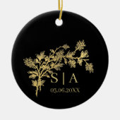 Eigen goudolie Luxe Botanische monogram Matig Keramisch Ornament (Voorkant)