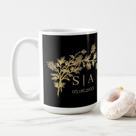 Eigen goudolie Luxe Botanische monogram Matig Koffiemok (Met donut)