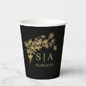 Eigen goudolie Luxe Botanische monogram Matig Papieren Bekers (Voorkant)