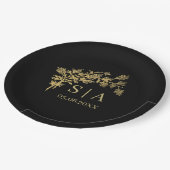 Eigen goudolie Luxe Botanische monogram Matig Papieren Bordje (Gekanteld)