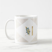 Eigen goudoliemonogram Botanische geometrische Koffiemok (Links)