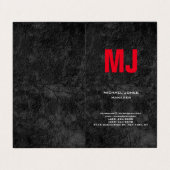 Eigen grijze, verticale rode monogram visitekaartje (Buitenkant ongevouwen)