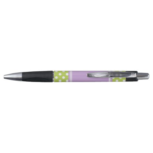Eigen groen en lavender Polka Dots Pattern Pen (Achterkant)