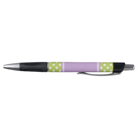 Eigen groen en lavender Polka Dots Pattern Pen (Bodem)