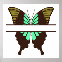 Eigen groen gesplitste vlinder monogram