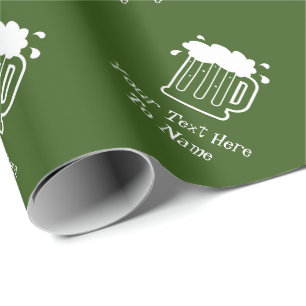 Eigen groene bier met kerst en verjaardag  cadeaupapier
