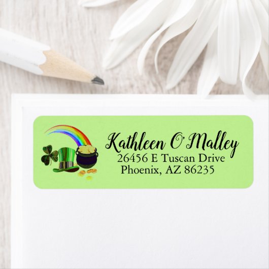 Eigen groene goudregenboog-Adresetiketten voor ier Etiket (Insitu)