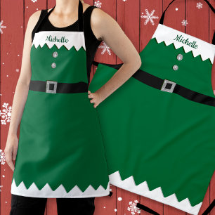 Eigen groene, zilveren glitterworkshop Elf Kerstmi Schort