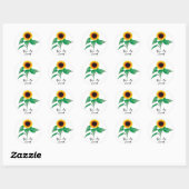 Eigen handgeschilde Waterverf ZonnebloemPlant Ronde Sticker (Vel)