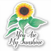 Eigen handgeschilde Waterverf ZonnebloemPlant Sticker (Voorkant)