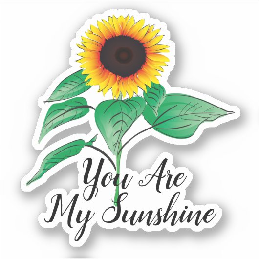 Eigen handgeschilde Waterverf ZonnebloemPlant Sticker (Voorkant)