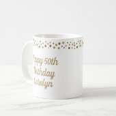 Eigen Happy 50th jarig confetti goud Koffiemok (Voorkant links)