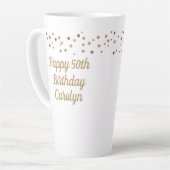 Eigen Happy 50th jarig confetti goud Latte Mok (Linkerhoek)