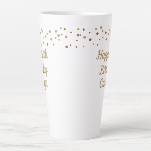 Eigen Happy 50th jarig confetti goud Latte Mok (Voorkant)