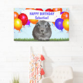 Eigen Happy Birthday Balloons Gray Guinee Pig Spandoek (Insitu)