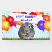 Eigen Happy Birthday Balloons Gray Guinee Pig Spandoek (Horizontaal)