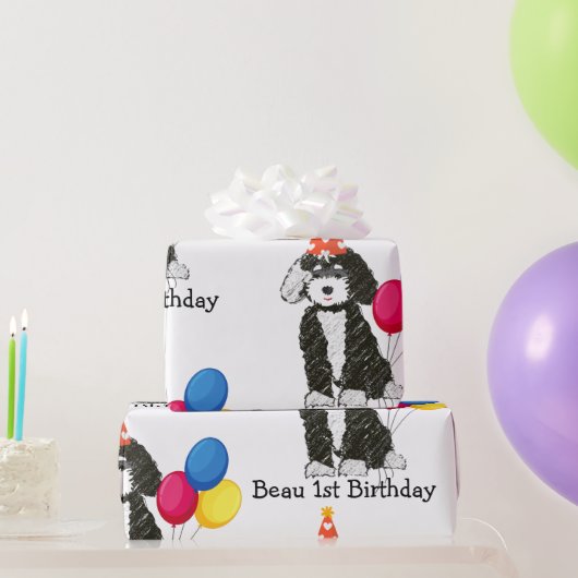 Eigen Happy Birthday Black & White Bernedole Wr Cadeaupapier (Feestgeschenken)