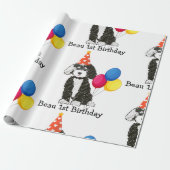 Eigen Happy Birthday Black & White Bernedole Wr Cadeaupapier (Uitgerold)