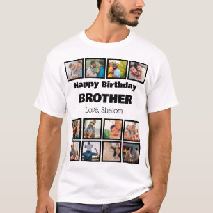 Eigen Happy Birthday Brother 12 fotocollage T-shirt