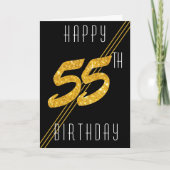 Eigen Happy Birthday Gold Glitter 55 jaar oud Kaart (Voorkant)